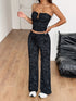 'Zelda' Strapless Crop Top and Wide Leg Pants Set - Celes Fashion
